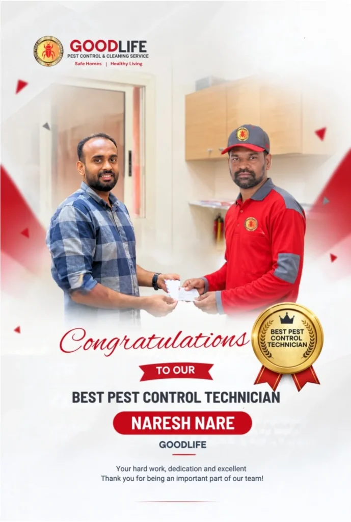 Good Life Pest Control team recognising Naresh Nare as Best Pest Control Technician in Dubai